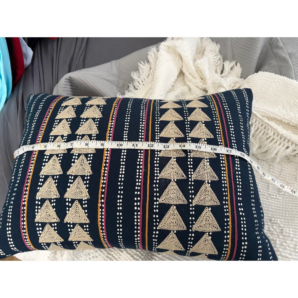 Pendelton Decorative Throw Pillow Navy Tribal Geometric Boho Lumbar Cushion - Picture 5 of 5
